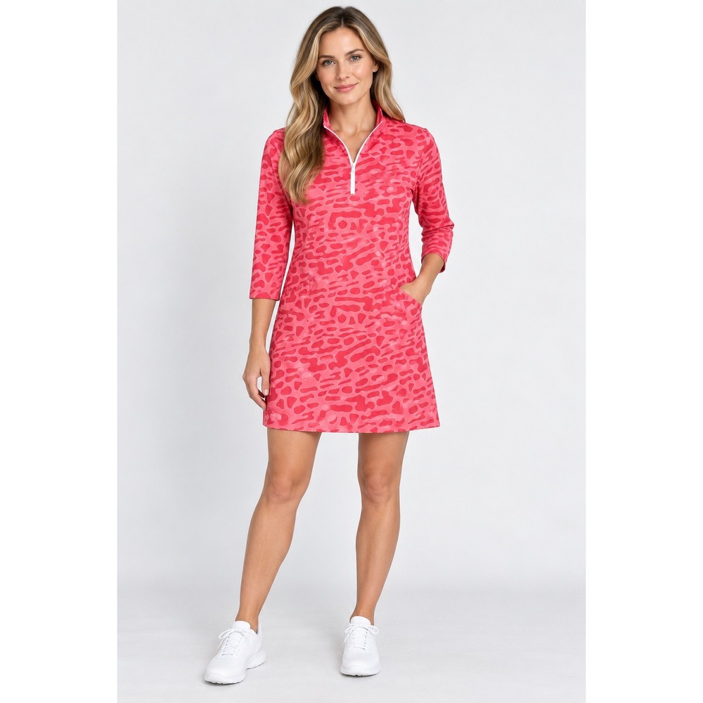 NWT Katherine Way Womens L Pink 1/4 Zip Golf Dress UPF 50+ Pockets USA Made
